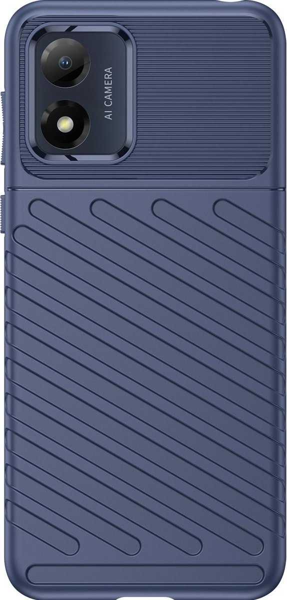 Mobigear Hoesje geschikt voor Motorola Moto E13 Telefoonhoesje Flexibel TPU | Mobigear Groove Backcover | Moto E13 Case | Back Cover - Blauw