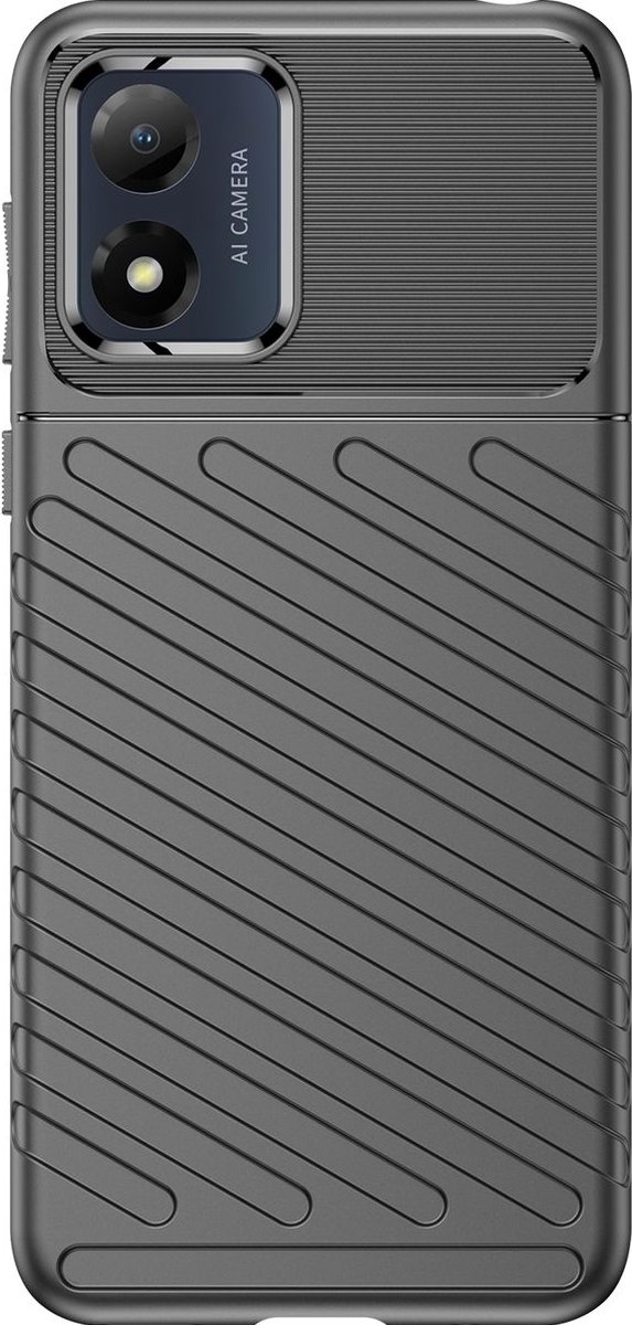 Mobigear Hoesje geschikt voor Motorola Moto E13 Telefoonhoesje Flexibel TPU | Mobigear Groove Backcover | Moto E13 Case | Back Cover - Zwart