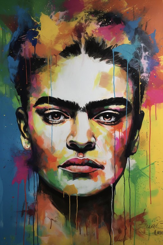 Poster Frida Kahlo - Abstract Portret - Moderne Kunst - Wanddecoratie - Interieur Design