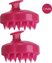 Haarborstel - Anti roos borstel - donker roze  - 2 stuks - hoofdhuid borstel - scalp massager - tegen stress - haargroei - shampoo brush - ergonomisch gevormd - badborstel