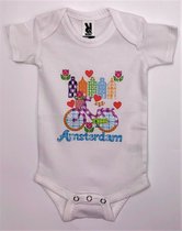 Romper wit Amsterdam fiets baby's | Maat 68