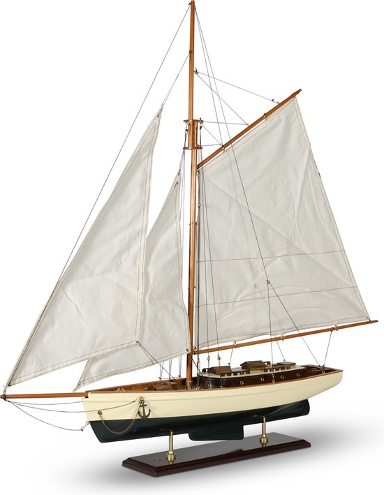 Authentic Models - 1930s Classic Yacht, Large - boot - schip - miniatuur zeilboot - Miniatuur schip - zeilboot decoratie - Woonkamer decoratie