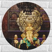 Muursticker Cirkel - Ganesha Beeld in Hindoeïstische Tempel - 50x50 cm Foto op Muursticker
