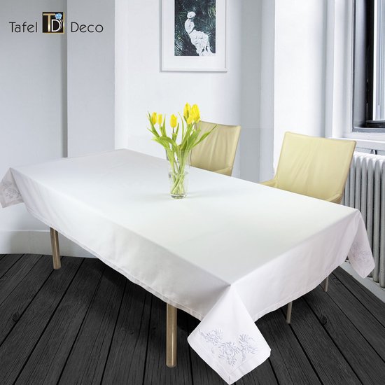 Tafel-Deco nappe rectangulaire blanche brodée modèle Jola 140x250 cm