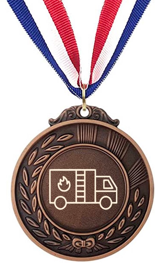 Akyol - brandweer medaille bronskleuring - Brandweerman - brandweermannen - leuk kado voor iemand die brandweerman is