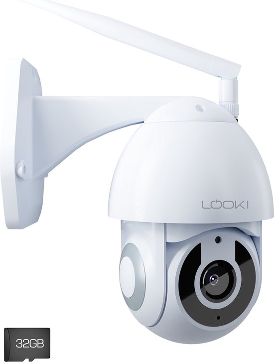 Looki® 360PRO Beveiligingscamera voor Buiten – Full HD – met 32GB SD-kaart & Cloud – WIFI IP camera – Wit