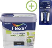 Flexa Mooi Makkelijk - Meubels - Mooi Zwart - 750 ml + Flexa Lakroller - 4 delig