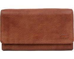 Bear Design Sigrid CP6096 leren overslag portemonnee cognac - Callisto Pelle damesportemonnee met RFID - 15 pasjesvakken, muntritsvakken en ritsvak achterop - 10x16,5x2,5 cm