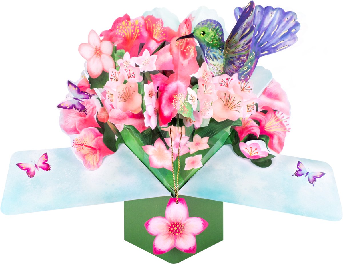 3D Pop-up wenskaart met envelop – Blanco - Hummingbird