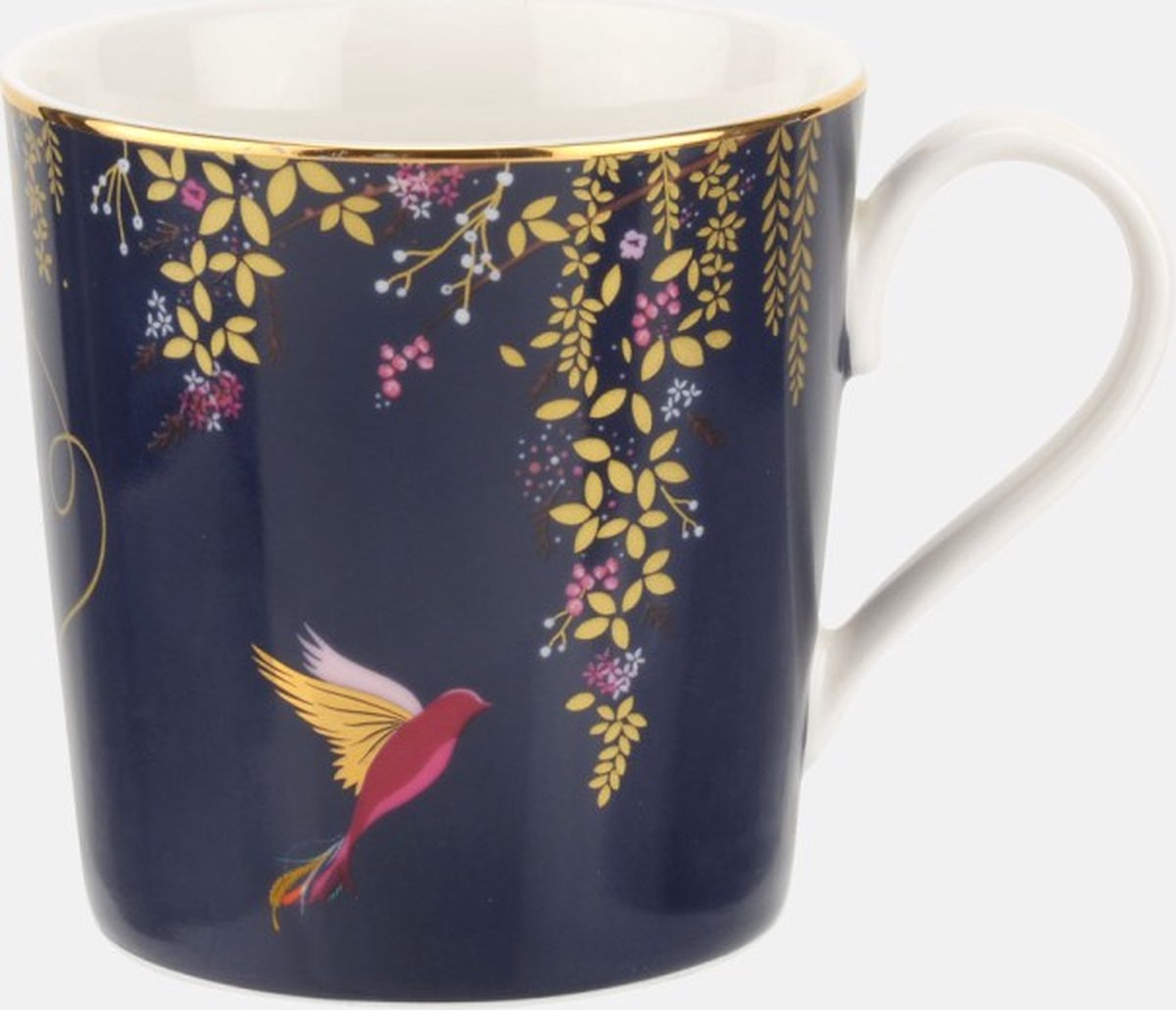 Sara Miller London - Chelsea Mug Navy - Mok - Navy blauw - Vogels - Ø 9,8 cm, H 10,6 cm, 0,34 l