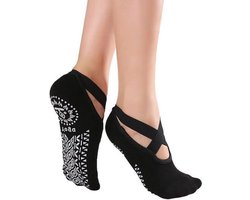 Sportsokken - Geschikt voor Yoga & Pilates sokken met antislip - 'Ballerina Yoga' - dichte tenen - zwart