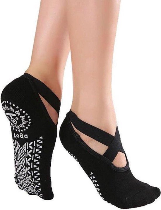 Yoga & Pilates sokken met antislip - Ballerina Yoga - dichte tenen - zwart - black - anti slip