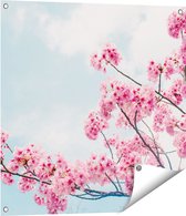 Gards Tuinposter Roze Bloesemboom - Bloemen - 70x70 cm - Tuindoek - Tuindecoratie - Wanddecoratie buiten - Tuinschilderij