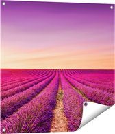 Gards Tuinposter Paarse Lavendel Bloemenveld - 70x70 cm - Tuindoek - Tuindecoratie - Wanddecoratie buiten - Tuinschilderij