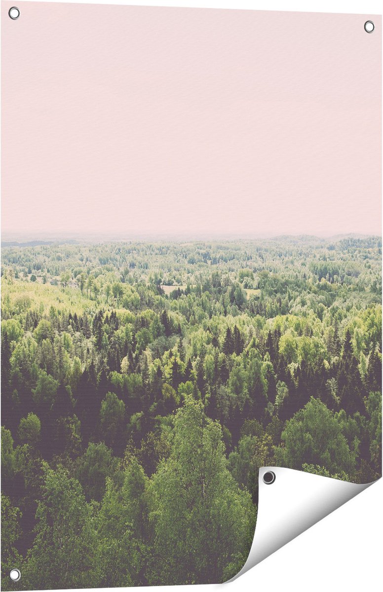Gards Tuinposter Eindeloze Bos met Groene Bomen - 60x80 cm - Tuindoek - Tuindecoratie - Wanddecoratie buiten - Tuinschilderij Multikleur