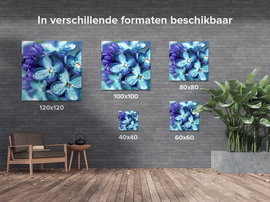 Affiche de jardin Gards Fleurs Lilas Bleus - Lilas - 40x40 cm - Toile de jardin - Décoration de jardin - Décoration murale extérieure - Tableau de jardin