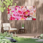 Gards Tuinposter Roze Rozen Achtergrond - Bloemen - 160x80 cm - Tuindoek - Tuindecoratie - Wanddecoratie buiten - Tuinschilderij