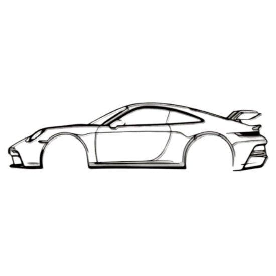 Porsche 911 GT3 RS Silhouette – Metaal Kunst - Wanddecoratie - Man Cave - Auto Decoratie - 100cm X 22cm - Muurdecoratie - Cadeau voor man