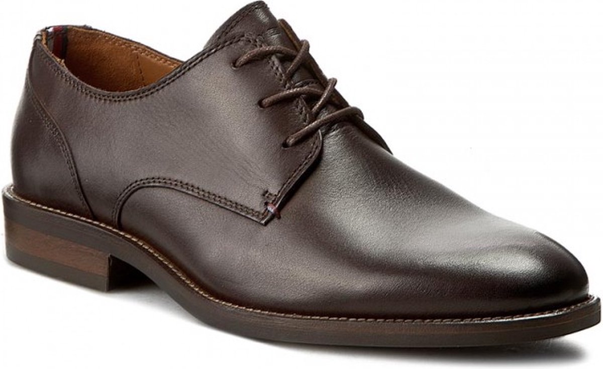 Tommy Hilfiger essential lederen veterschoenen - bruin - maat 40