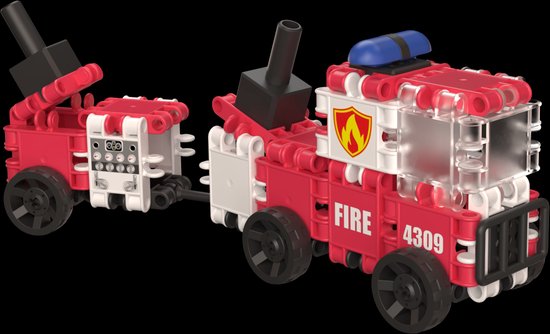 Clics Brandweer 8-in-1 bouwblokken– DUURZAAM SPEELGOED gemaakt van GERECYCLEERDE kunststof- bouwset 8 in 1 - speelgoed 4,5,6,7,8 jaar jongens en meisjes- educatief speelgoed- Montessori speelgoed- constructie speelgoed