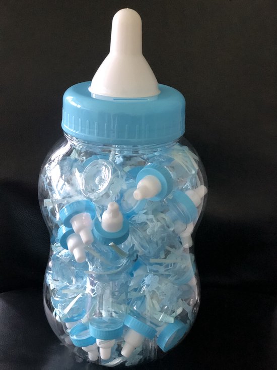  - Papfles Babyshower - Babyshower uitdeelcadeau - Geboorte traktatie jongen - 30 flesjes - blauw