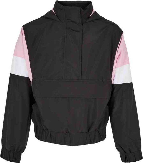 Urban Classics - Light 3-Tone Pull Over Kinder Jacket - Kids 158/164 - Zwart/Roze