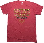 The Beatles - Sgt Pepper Stacked Heren T-shirt - 2XL - Rood