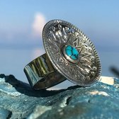 Zilveren BOHO ring Happy Sun Turquoise