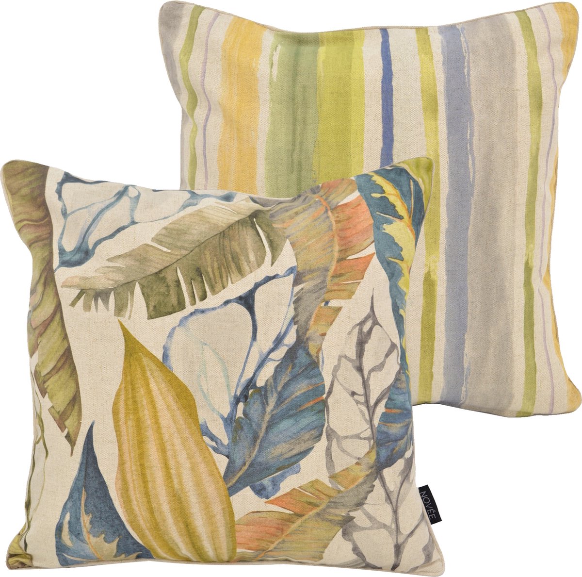 NOVÉE Janaé Jungle Blue / Blauw Kussenhoes | Katoen/Linnen | 45 x 45 cm