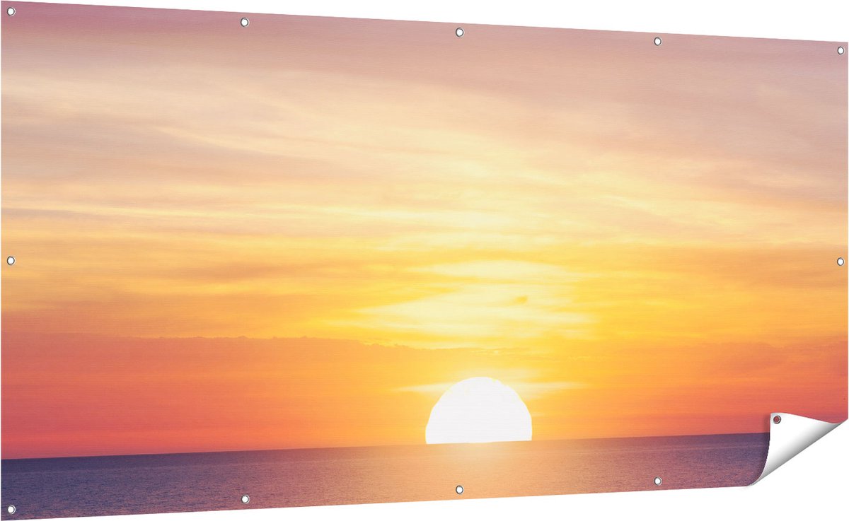 Gards Tuinposter Zonsondergang op de Zee - 200x100 cm - Tuindoek - Tuindecoratie - Wanddecoratie buiten - Tuinschilderij Multikleur