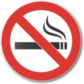 Niet roken sticker - 20cm rond - 5 stuks - ISO7010 - UV bescherming - Krasvast