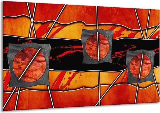 Canvas schilderij Abstract | Rood, Grijs, Oranje |