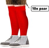 10x Paar Luxe Tiroler sokken kabel lang rood mt.43-46 - Tirol sokken kousen Oktoberfest apres ski bier feest festival winter party