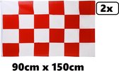2x Luxe Vlag rood/wit geblokt 150 x 90 cm - Festival Brabant thema feest party vlaggen