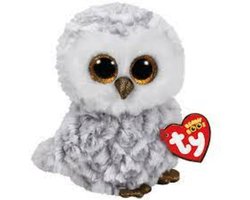 Knuffel Uil - Ty Beanie - sneeiwuil - pluche - 24 cm - wit