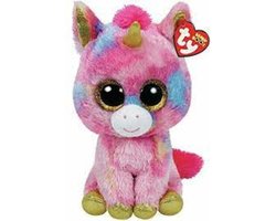 Ty Beanie Eenhoorn knuffel - Fantasia - roze - 24 cm - pluche - eenhoorns knuffels