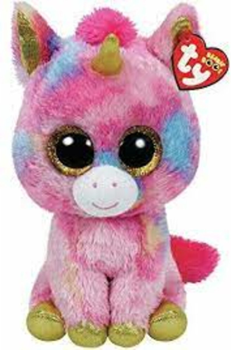 Ty Beanie Eenhoorn knuffel - Fantasia - roze - 24 cm - pluche - eenhoorns knuffels