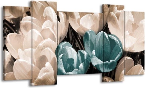 Peinture sur toile Crocus | Bleu, gris, blanc | 120x65 5 Liège