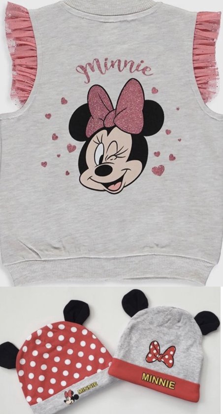 Disney baby Minnie mouse 2-delige muts cadeau - Minnie mouse vestje meisjes