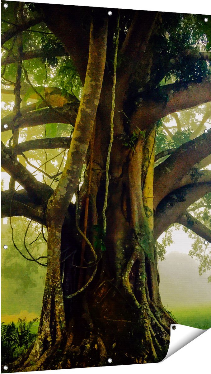 Gards Tuinposter Grote Levensboom met Veel Takken - 100x150 cm - Tuindoek - Tuindecoratie - Wanddecoratie buiten - Tuinschilderij Multikleur