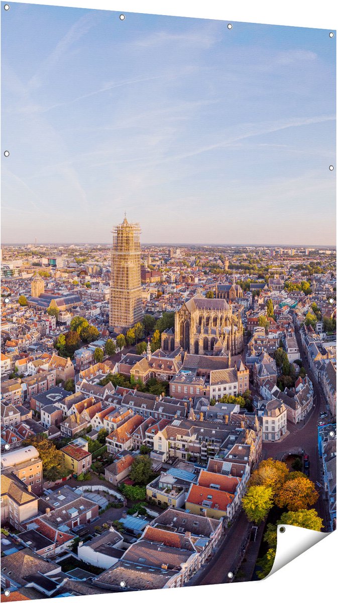 Gards Tuinposter Utrecht vanuit de Lucht - 120x180 cm - Tuindoek - Tuindecoratie - Wanddecoratie buiten - Tuinschilderij Multikleur