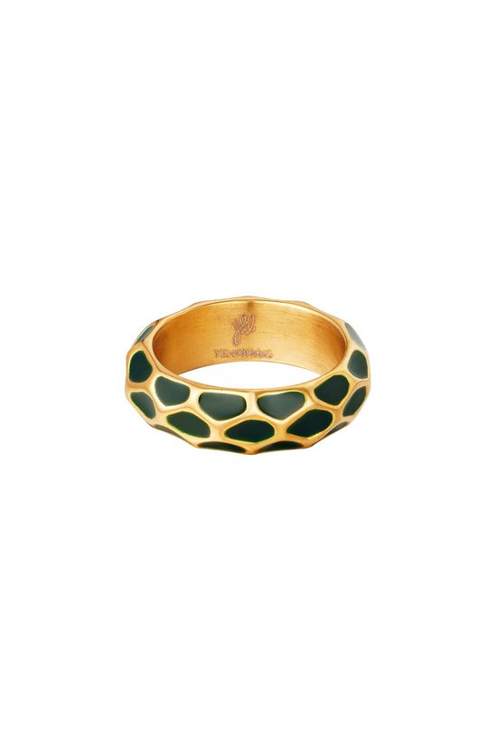 Ring Giraffe pattern- Green- Groen- Stainless Steel - Yehwang- 16-Moederdag cadeautje - cadeau voor haar - mama