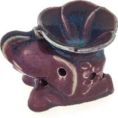 Brûleur d'arôme - Évaporateur d'arôme - Handgemaakt - Céramique - Diffuseur Aroma - Évaporateur d'huile - Éléphant violet
