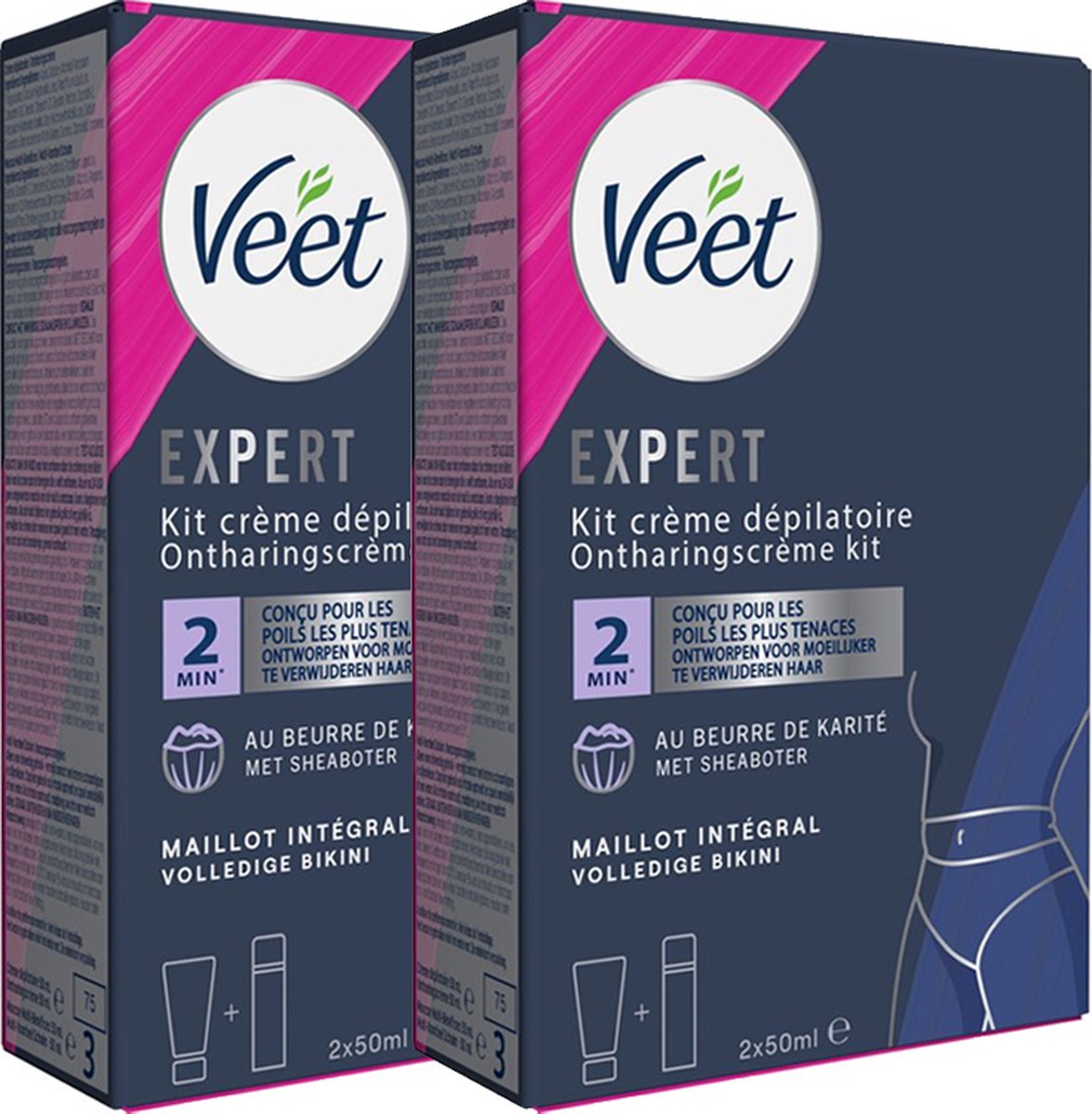 Veet - Expert - Ontharingscreme Bikini Kit 100ml (2 x 50ml) - 2 Stuks - Voordeelverpakking