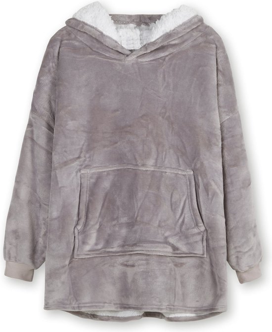 Zoem - Fleece deken met mouwen Licht grijs - sweater - met sokken - 280 gsm - Snuggle Hoodie