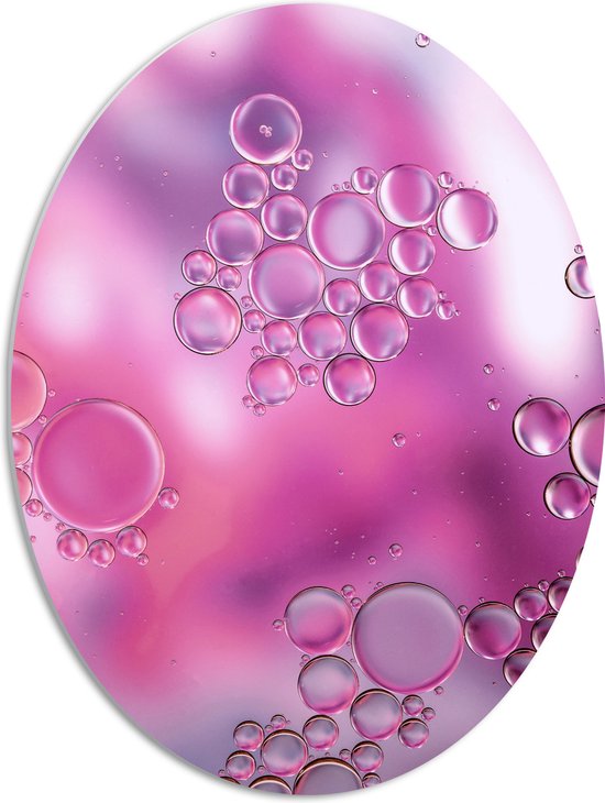 PVC Schuimplaat Ovaal - Bubbels in Roze Achtergrond - 51x68 cm Foto op Ovaal (Met Ophangsysteem)