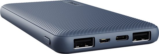 Trust Primo Powerbank - 10.000 mAh - USB A/USB C - Geschikt voor Apple iPhone/ Samsung - Blauw