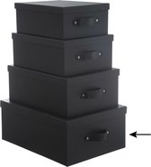 5Five Opbergdoos/box - zwart - L39 x B30 x H16 cm - Stevig karton - Industrialbox