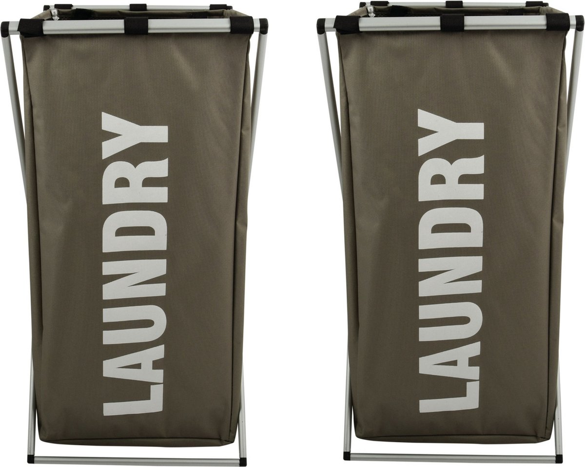 Goedkoopste MSV Wasmand Profi- 2x - 1x opvang waszak - 65 liter compartiment - 35 x 35 x 58 cm - aluminium frame