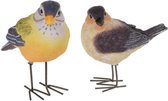 Figurines de jardin décoration oiseaux - 2x pièces - métal - 10 cm - intérieur/extérieur